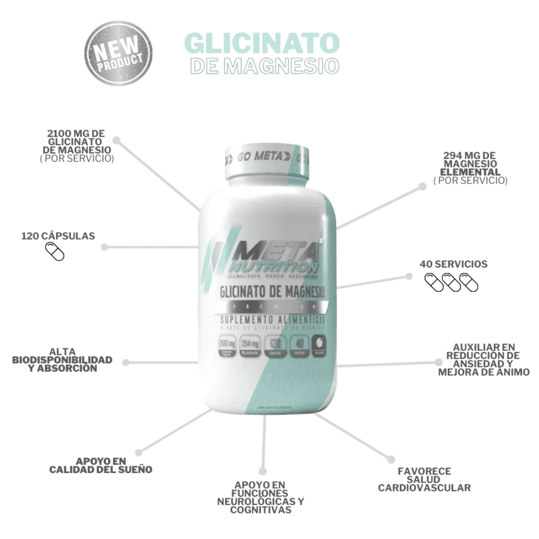 120 Caps | Glicinato de Magnesio Meta Nutrition