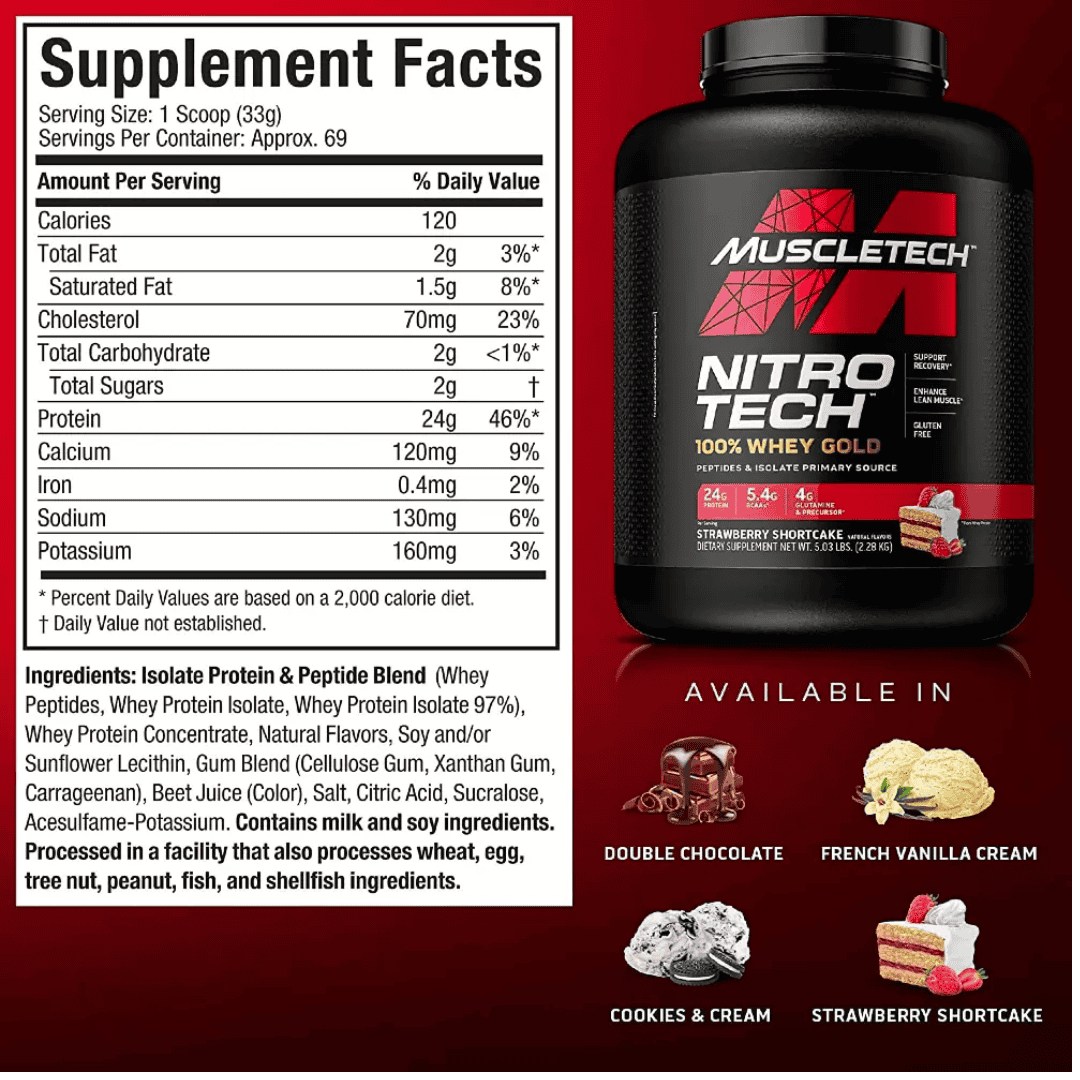 5Lbs | Muscletech Nitro-Tech Whey Gold - Body Fit Supplements