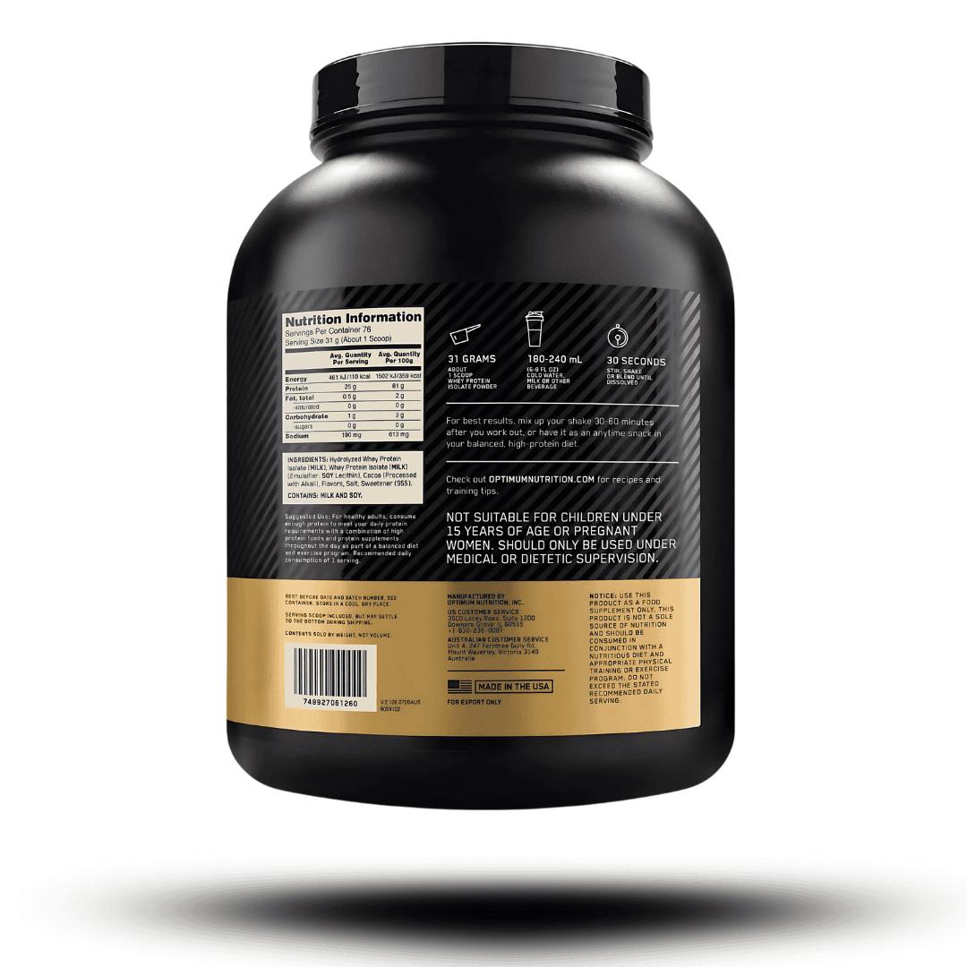 5 Lbs | Optimum Nutrition Gold Standard 100% Isolate - Body Fit Supplements