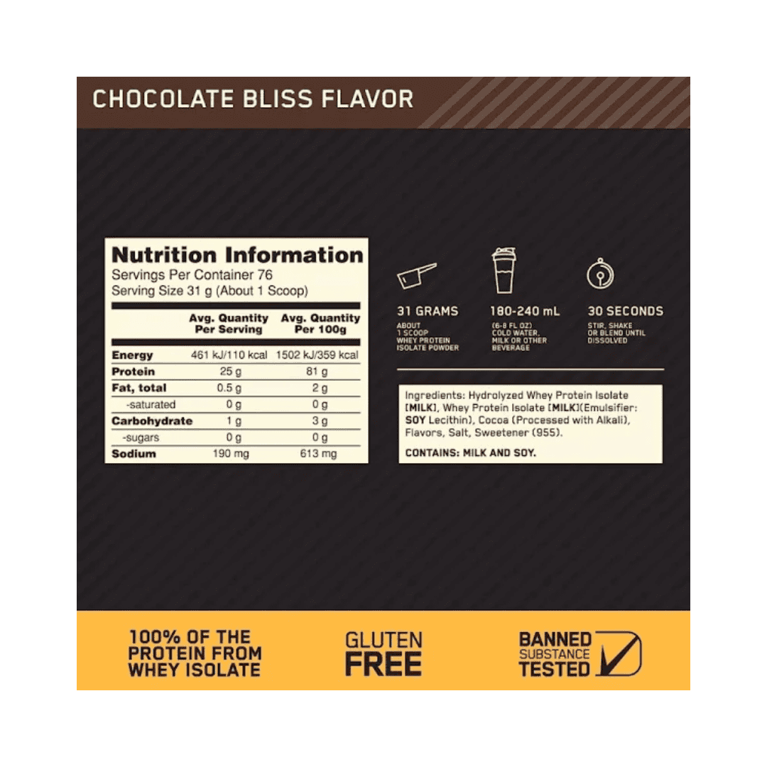 5 Lbs | Optimum Nutrition Gold Standard 100% Isolate - Body Fit Supplements