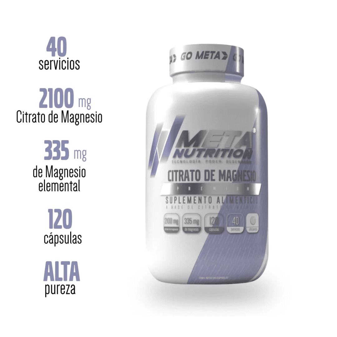 120 Caps | Citrato de Magnesio Meta Nutrition