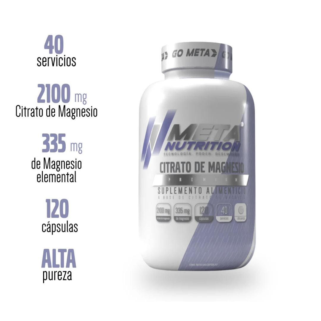 120 Caps | Citrato de Magnesio Meta Nutrition