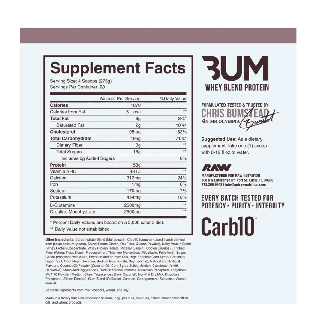 12 Lbs | Gainer Mass Raw Cbum - Body Fit Supplements