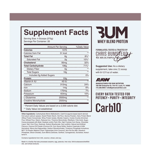 12 Lbs | Gainer Mass Raw Cbum - Body Fit Supplements