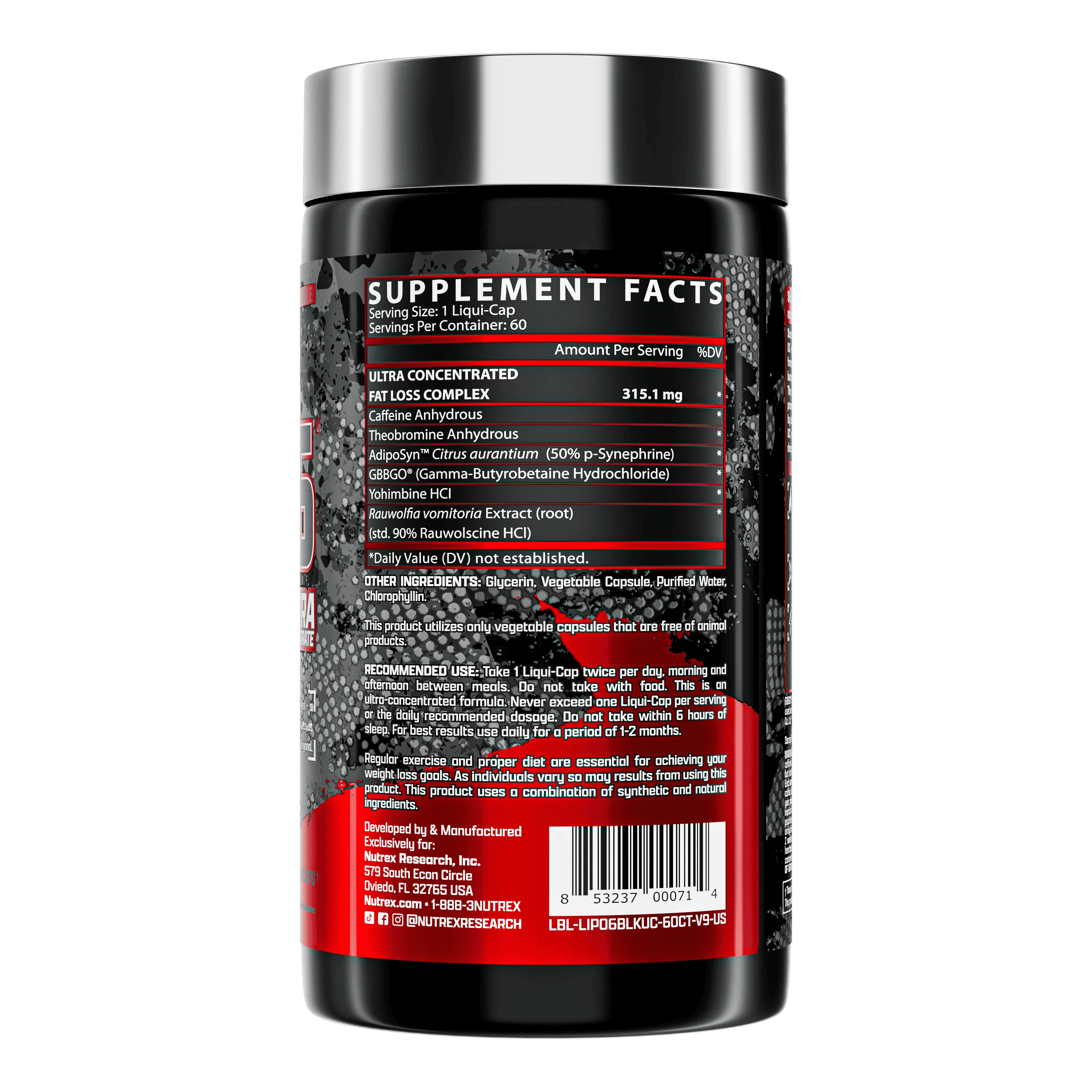 Nutrex Lipo 6 Black Uc Rojo - 60 caps - Body Fit Supplements