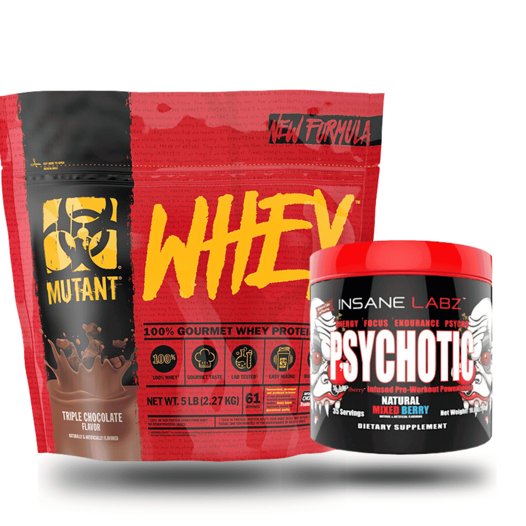 Paquete Proteina Mutant Whey 5 lbs + Psychotic 30 Serv