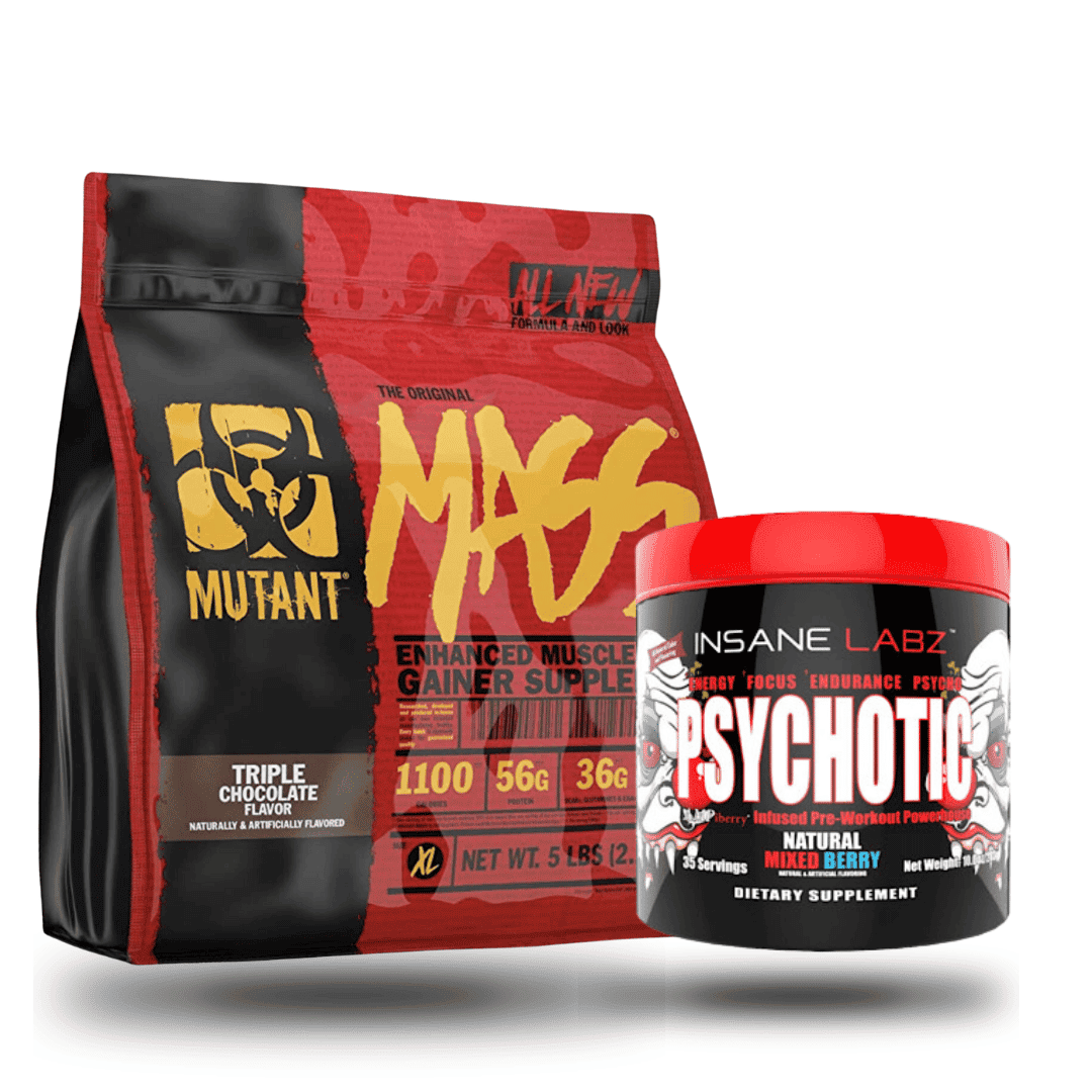 Paquete - Proteina Mutant Mass 5 lbs + Pre entreno Psychotic 30 serv - Body Fit Supplements