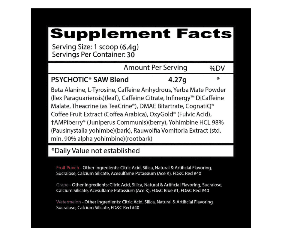 30 serv | Insane Psychotic Saw Pre entreno - Body Fit Supplements