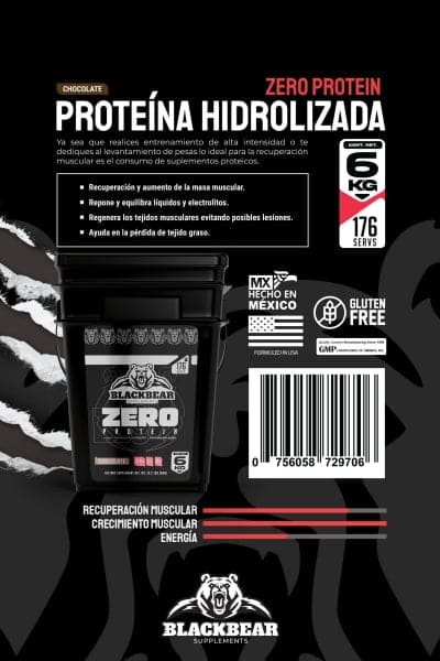 6 kg | Cubeta Proteina Hidrolizada Blackbear Zero - Body Fit Supplements