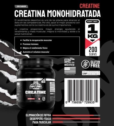 200 servicios | Creatina Monohidratada Blackbear - Body Fit Supplements