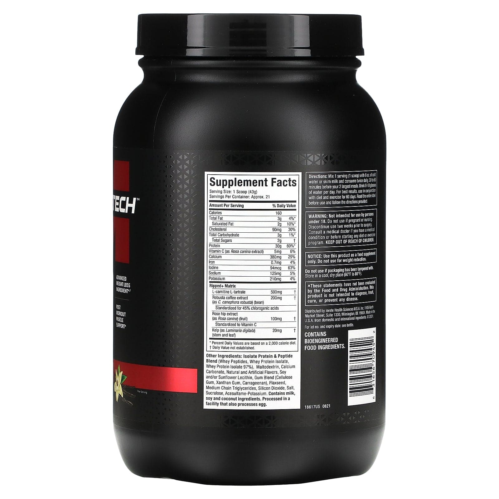 2 Lbs | Proteina Muscletech Nitro Tech Ripped - Body Fit Supplements
