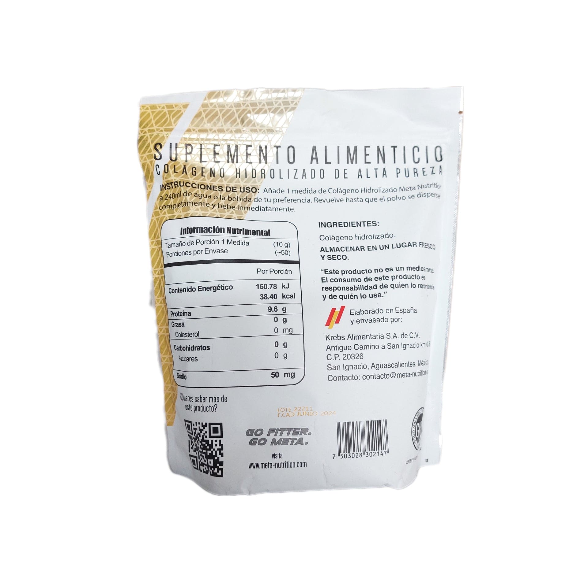 Colágeno Hidrolizado Meta Nutrition - 50 Serv - Body Fit Supplements