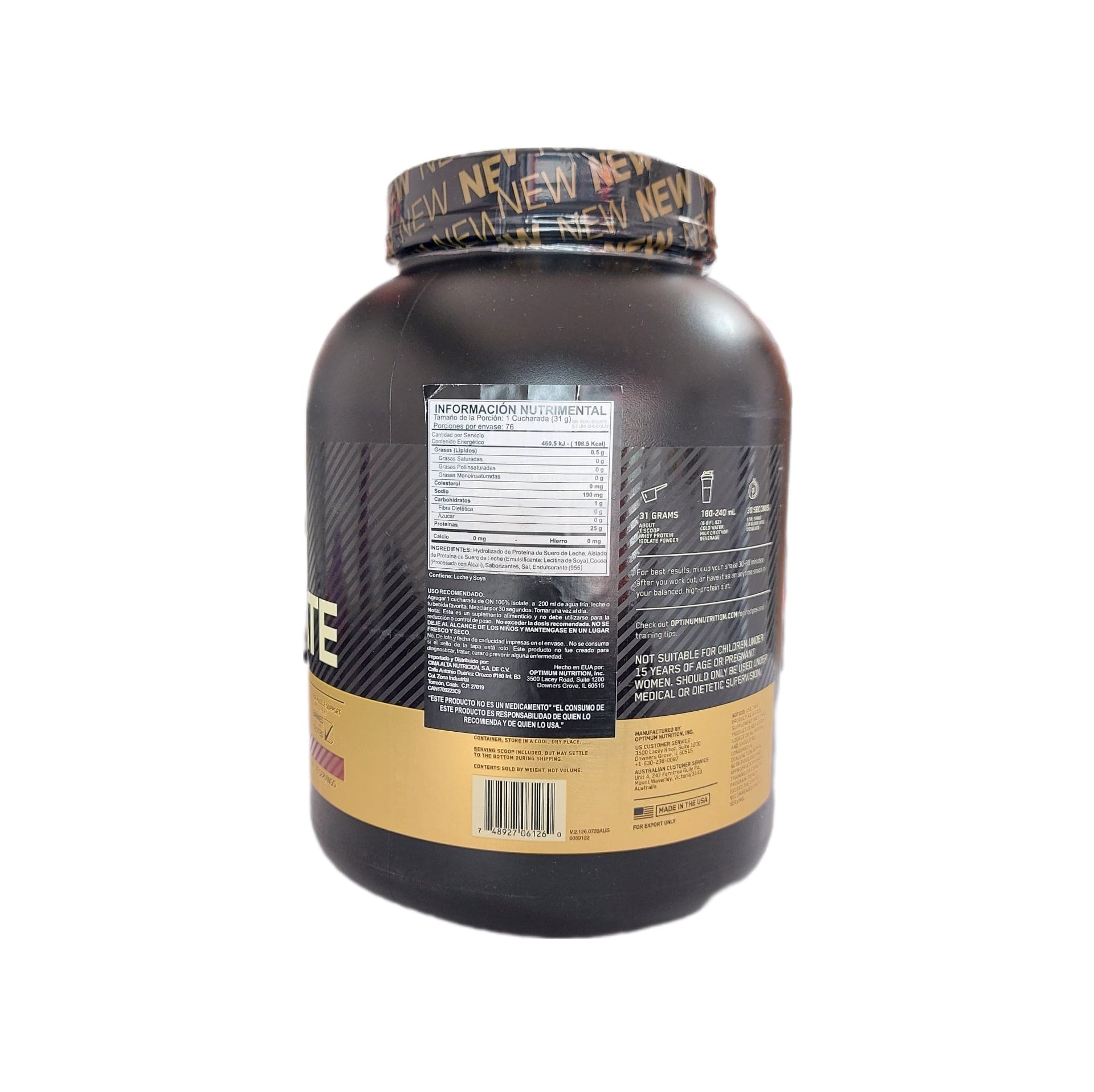 Proteina Optimum Nutrition Gold Standard 100% Isolate 5 Lbs - Body Fit Supplements