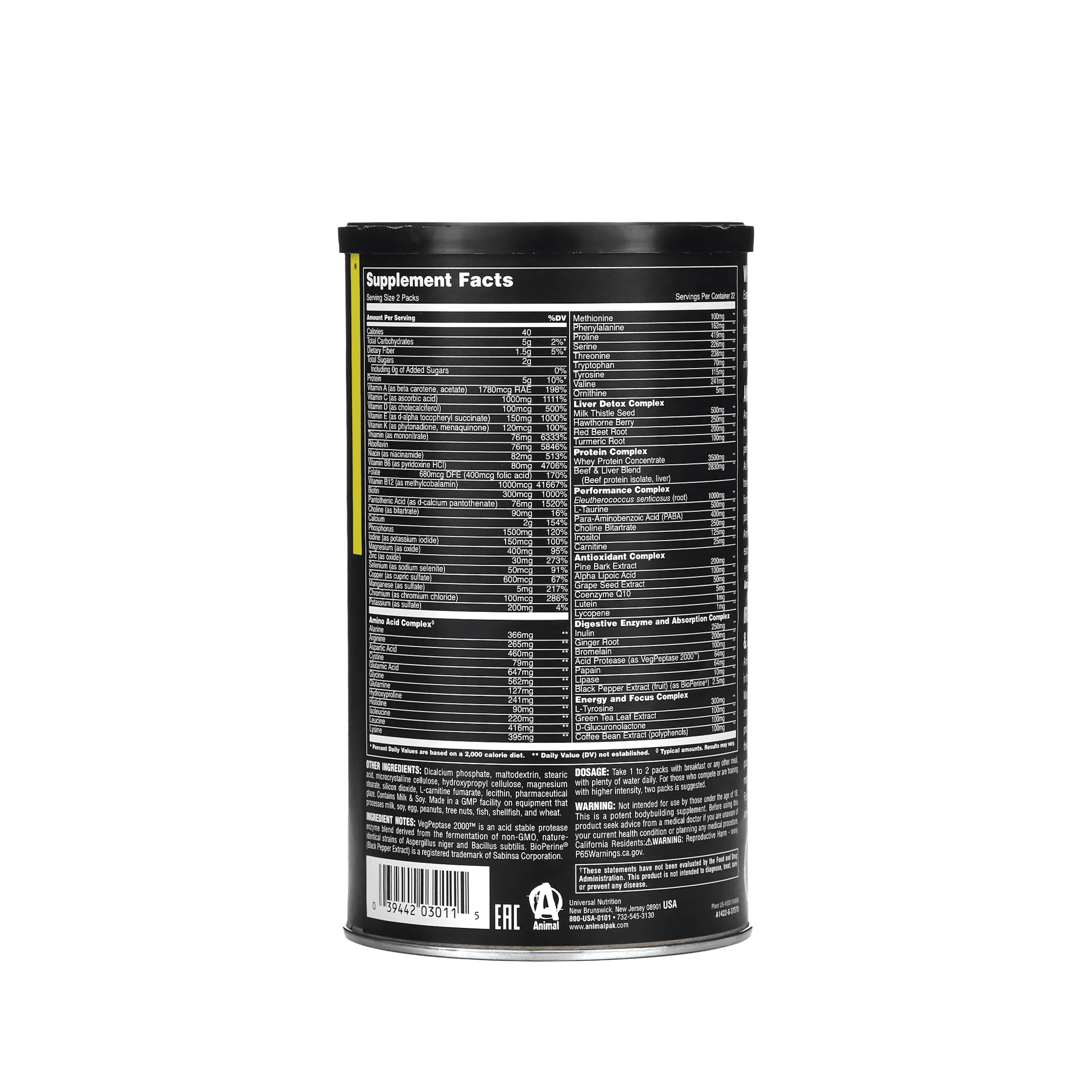 Animal Pak Universal Nutrition - Body Fit Supplements