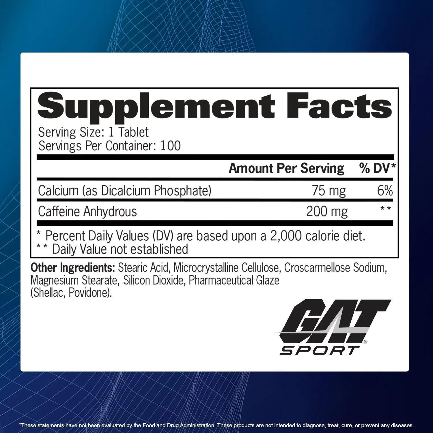 100 Caps | GAT Caffeine - Body Fit Supplements