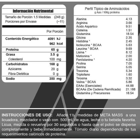 6 Lbs | Meta Mass Meta Nutrition - Body Fit Supplements