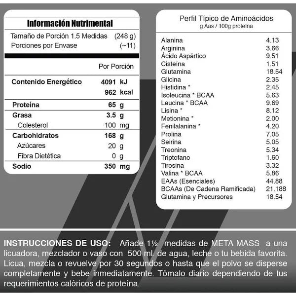 6 Lbs | Meta Mass Meta Nutrition - Body Fit Supplements